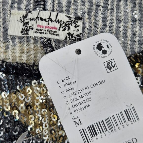 Free People Gold Rush Sequin Top Womens Size Medium Party Glam New Years Eve - Picture 4 of 8